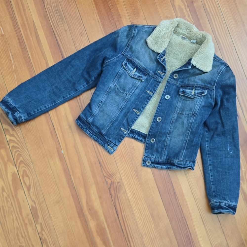 Mavi Blue and Cream Jean Jacket with Sherpa Lining